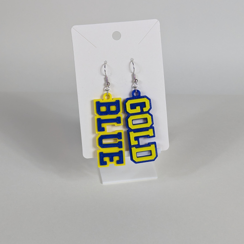 Blue & Gold Word Earrings